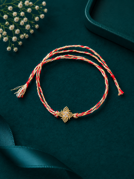 Golden Diamond Filigree Traditional Rakhi