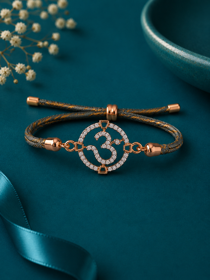 Crystal Om Brown Thread Rakhi
