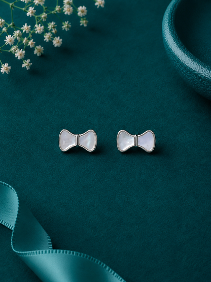 Classic Bow Silver Stud Earrings