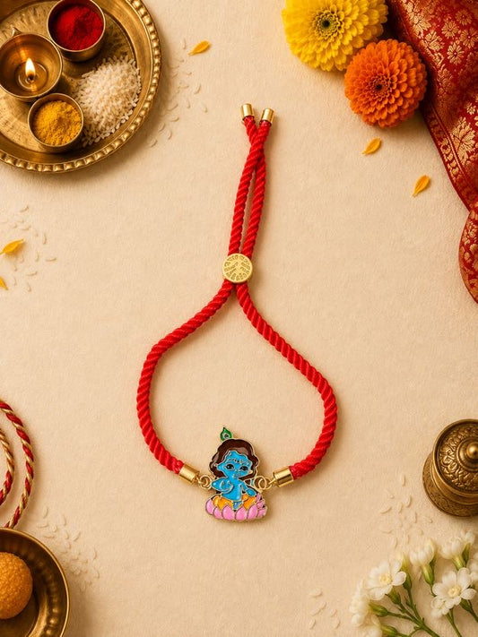Little Krishna With Red Thread Kids Rakhi
