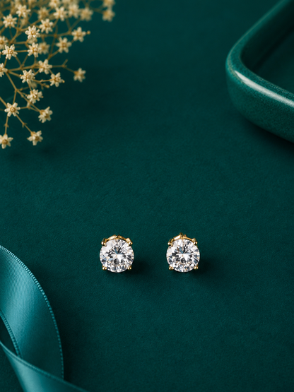 Classic Solitaire Silver Stud Earrings