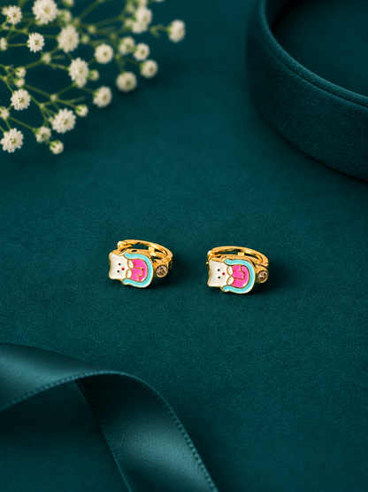 Multicolour Elephant Gold Kids Hoop Earrings