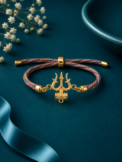 Trishul Damru Rose Thread Rakhi